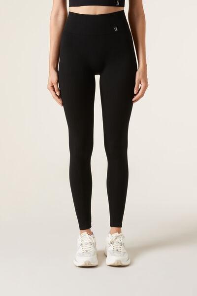 Black Seamless Sports Leggings, , large image number 1