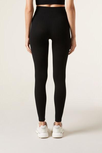 Black Seamless Sports Leggings, , large image number 2
