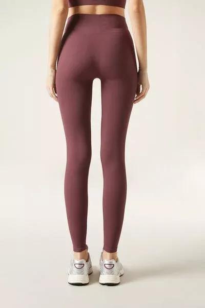 Maroon Seamless Fitness Leggings, 5501_081F, large image number 2
