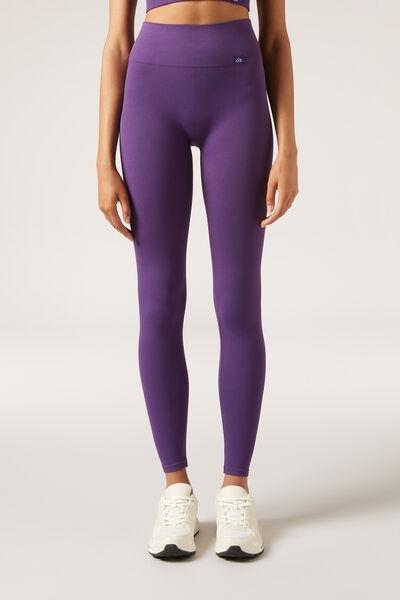 Purple Seamless Cotton Sports Leggings, 5501_133F, medium