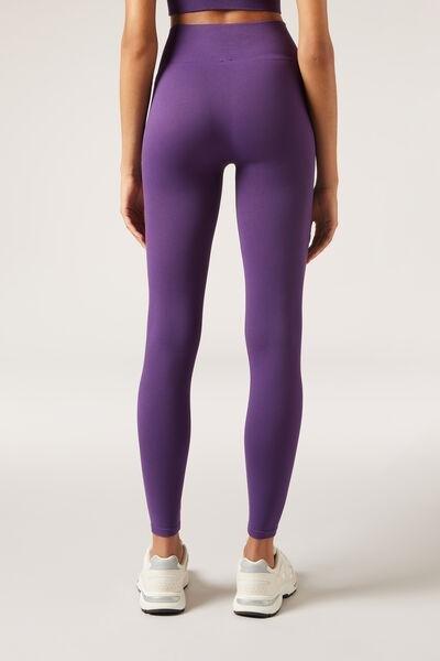 Purple Seamless Cotton Sports Leggings, 5501_133F, medium