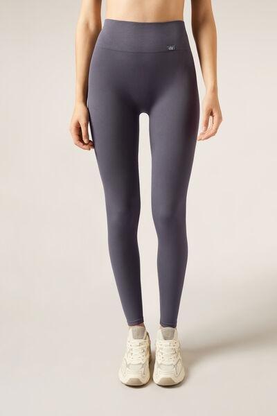 Grey Seamless Cotton Sports Leggings, 5501_830C, medium
