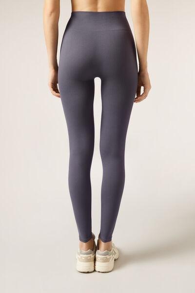 Grey Seamless Cotton Sports Leggings, 5501_830C, medium