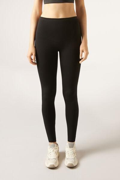 Black Compact Sculpt Cotton Leggings, , large image number 1