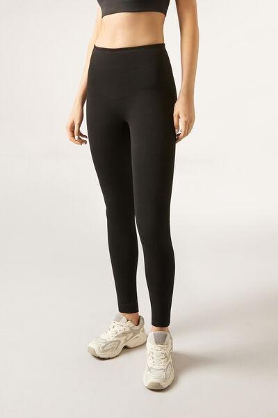 Black Compact Sculpt Cotton Leggings, Black, large image number 3