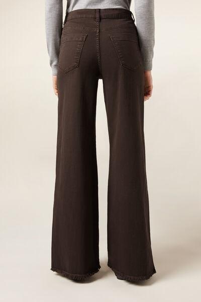 Burgundy Wide Leg Stretch Pants, 5501_105F, large image number 2