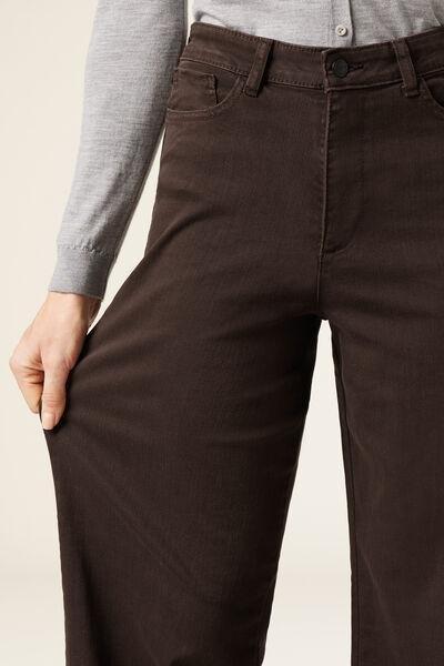 Burgundy Wide Leg Stretch Pants, 5501_105F, large image number 4