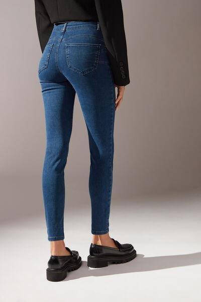 Blue High-Waist Push-Up Jeans, , large image number 1
