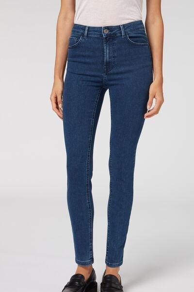 Blue High-Waist Skinny Push-Up Jeans, 5501_5098, large image number 3