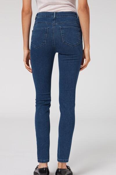 Blue High-Waist Skinny Push-Up Jeans, 5501_5098, large image number 4
