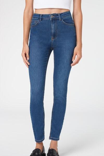 Blue High-Waist Push-Up Jeans, , large image number 1