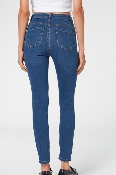 Blue High-Waist Push-Up Jeans, , large image number 2