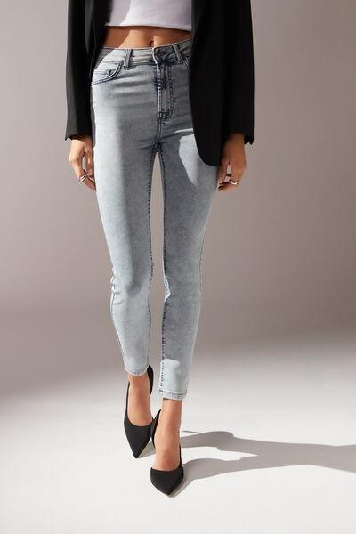 Calzedonia Blue Washed-Out Acid Soft Touch High-Waist Skinny Push