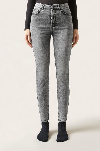 Grey High-Waist Skinny Push-Up Jeans, , large image number 1