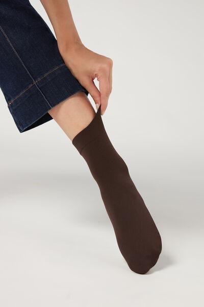جوارب ناعمة الملمس 50 denier بني غامق ، للنساء - مقاس واحد, Dark Brown, medium