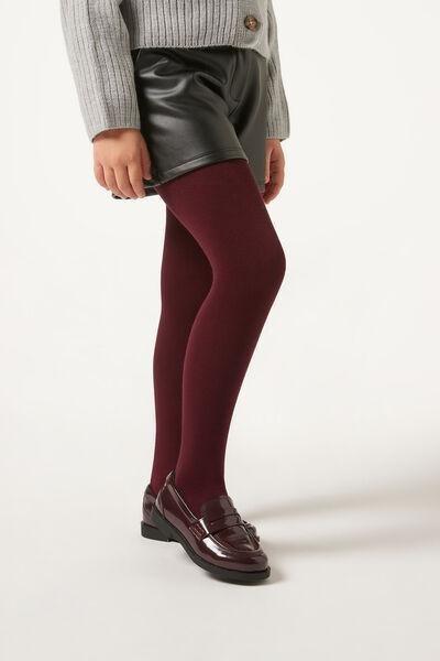 Burgundy Cashmere Super Opaque Tights, Kids Girls, , large image number 0