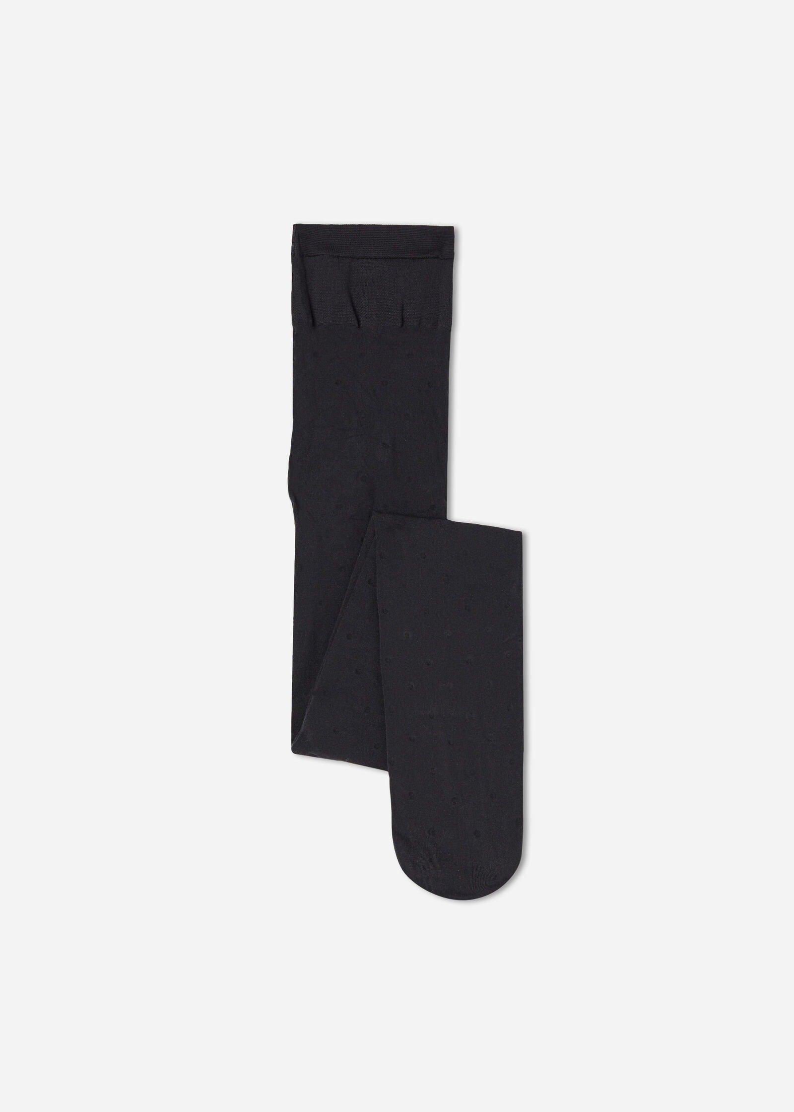 Black Polka Dots Classic Pattern Tights, Kids Girl, 5501_4226, large image number 0