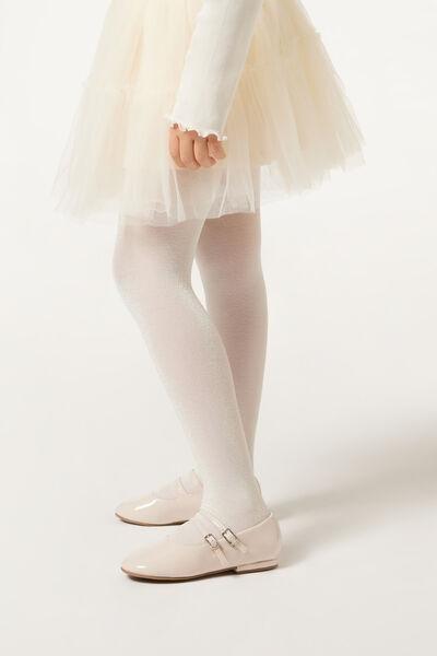 Calzedonia - White Glitter Microfibre Tights, Kids Girls