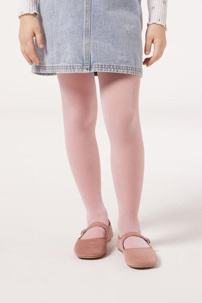 70 Denier Glitter Opaque Tights , Pink, Kids Girls, , large image number 0