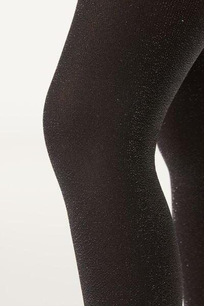 Black Glitter Microfibre Tights, Kids Girl, Black Glitter, large image number 1