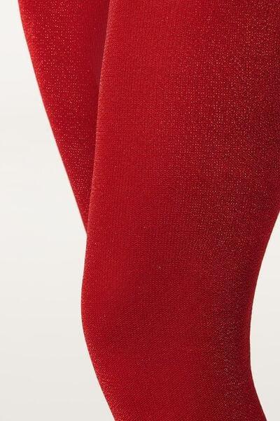 RED GLITTER Girls&rsquo; Glitter Microfibre Tights, Red Glitter, large image number 1