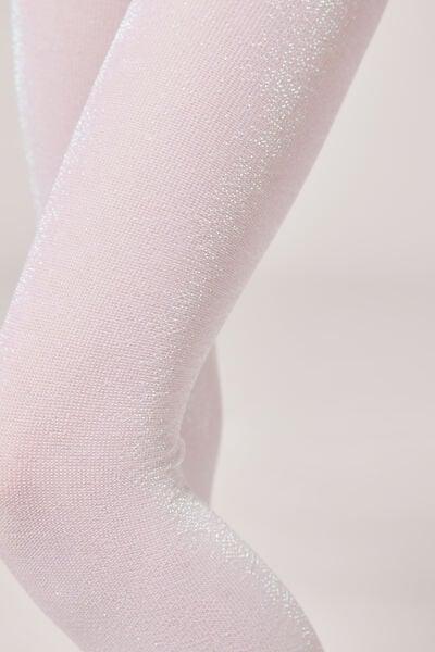 WHITE GLITTER Girls&rsquo; Glitter Microfibre Tights, 5501_4895, large image number 1