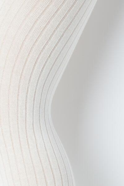 IVORY RIBBED Girls Narrow Rib Cotton Tights, 5501_5331, large image number 1