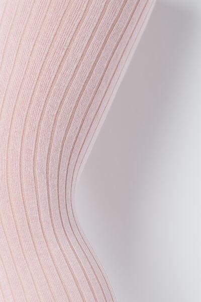 Narrow Ribbed Tights, Pink, Kids Girls, , large image number 0