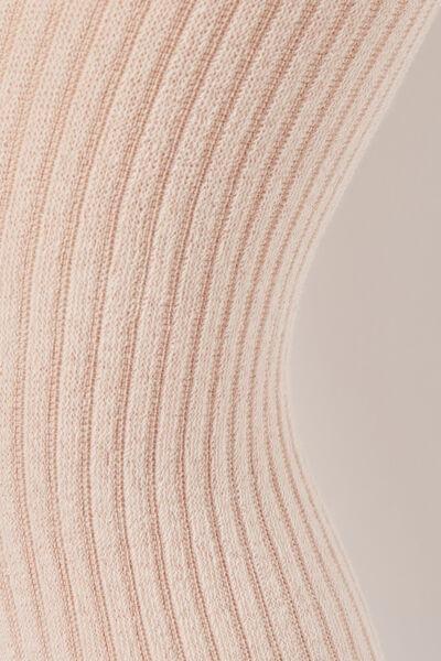 DUSTY PINK RIBBED WITH BOW Girls’ Narrow Rib Cotton Tights with Bow, 5501_5337, medium