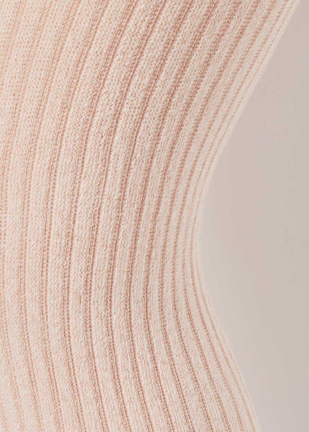 DUSTY PINK RIBBED WITH BOW Girls’ Narrow Rib Cotton Tights with Bow, 5501_5337, medium