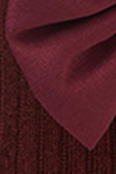 Narrow Ribbed Bow-Detail Tights, Burgundy, Kids Girls, 5501_5426, large image number 4