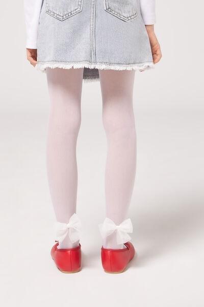 APPL. FIOCCO BIANCO Girls’ 30 Denier Tulle Tights with Bow, 5501_5065, medium