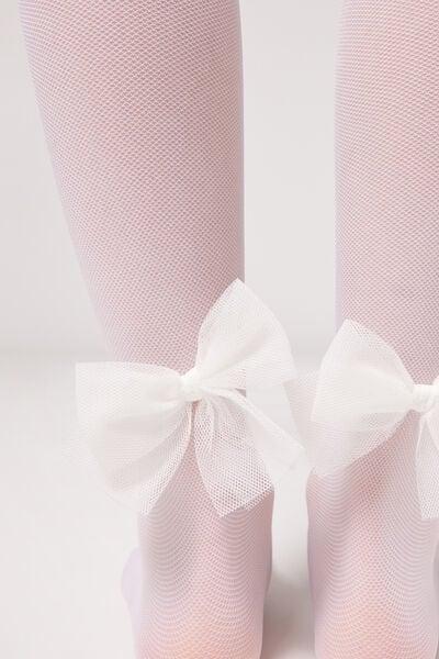 APPL. FIOCCO BIANCO Girls&rsquo; 30 Denier Tulle Tights with Bow, 5501_5065, large image number 3
