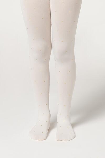 WHITE Girls' Opaque Tights with Glitter, 5501_5419, medium