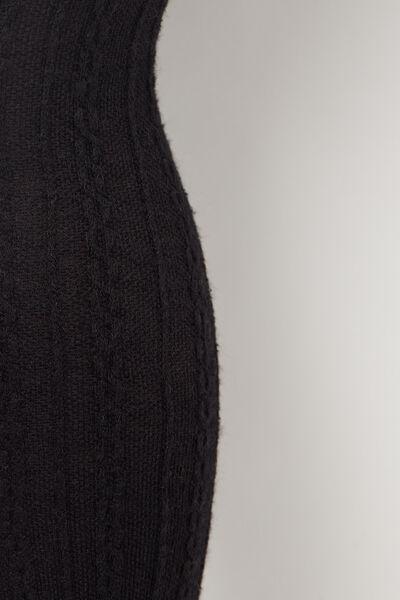 Black Cable Pattern Tights, Kids Girls, , large image number 2