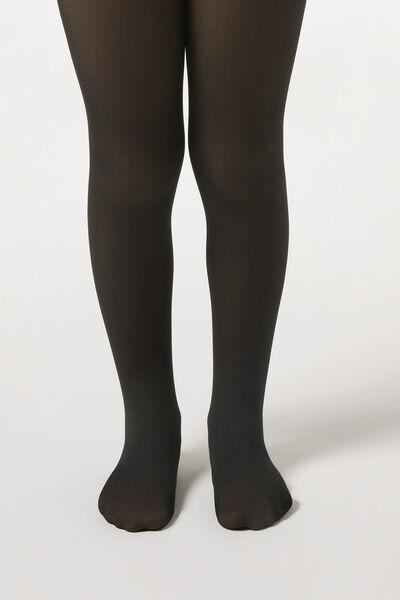 100 Denier Sheer Thermal Tights, Black, Kids Girls, , large image number 1