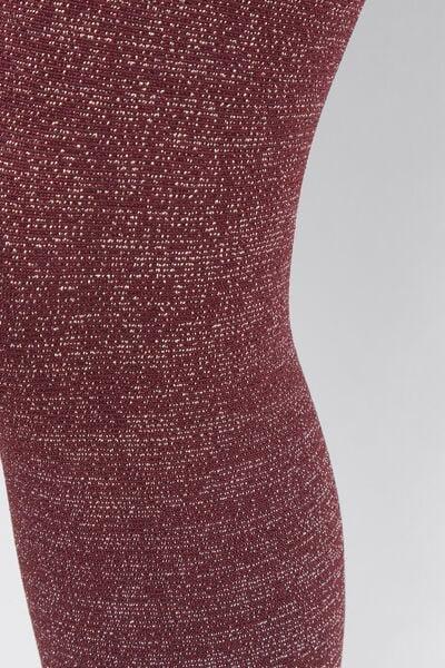 Burgundy Glitter Detail Thermal Tights, Kids Girls, 5501_5523, large image number 2