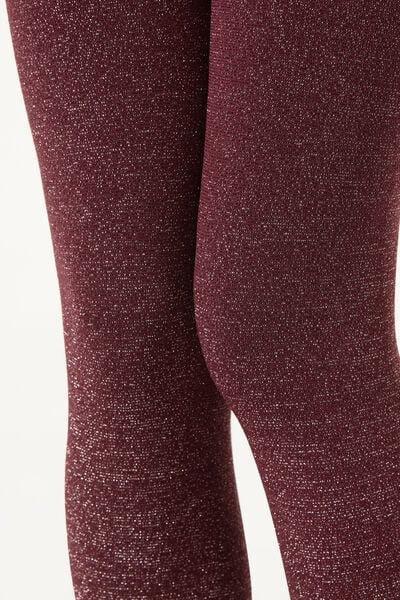 Burgundy Glitter Detail Thermal Tights, Kids Girls, 5501_5523, large image number 3