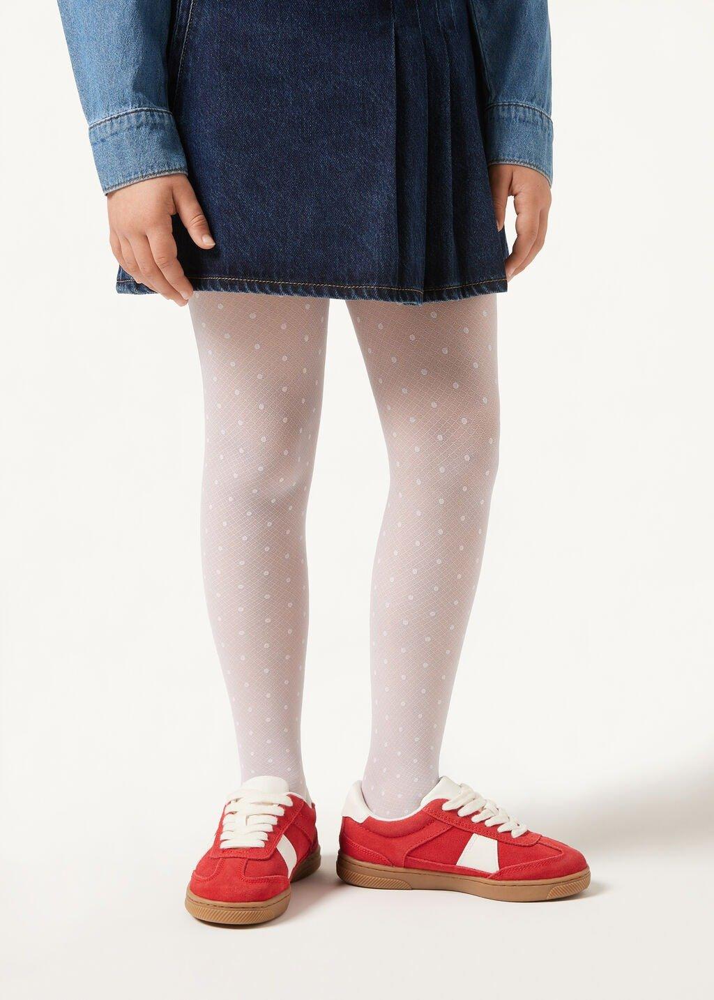 30 Denier Tulle Tights, Kids Girls, White, , large image number 0
