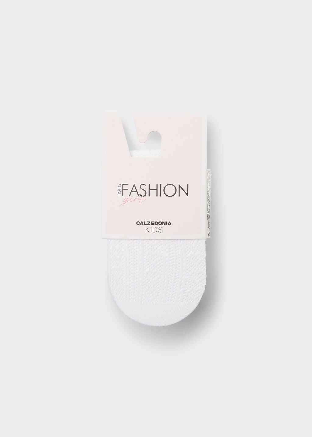 Geometric Pattern Tights, Kids Girls, White, , large image number 0