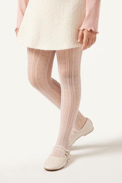 Geometric Pattern Tights, Kids Girls, Pink, , large image number 1