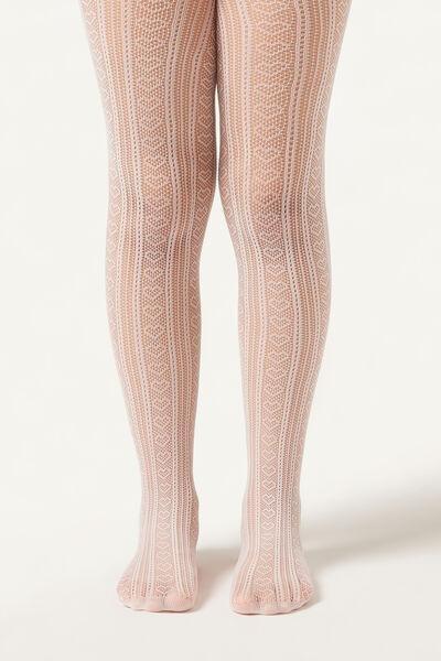 Geometric Pattern Tights, Kids Girls, Pink, , large image number 3