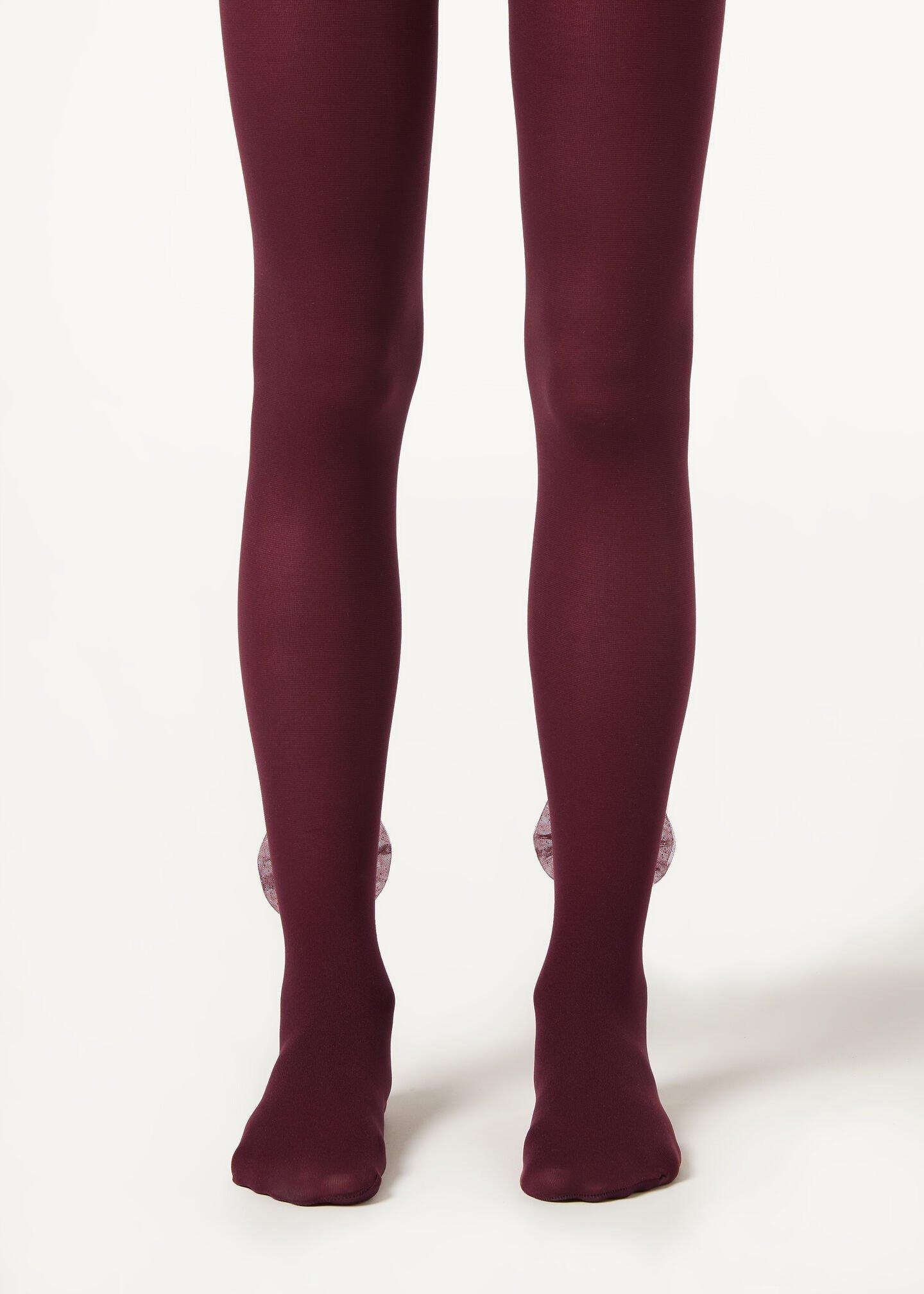 30 Denier Opaque Tights, Burgundy, Kids Girls, 5501_5506, large image number 0