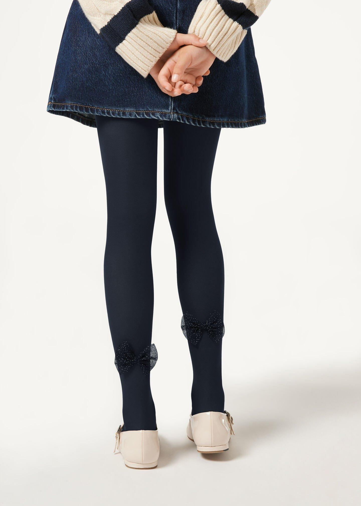 30 Denier Opaque Tights, Navy, Kids Girls, 5501_5507, large image number 0