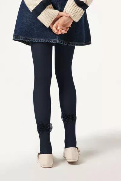 30 Denier Opaque Tights, Navy, Kids Girls, 5501_5507, large image number 1