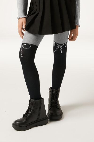 80 Denier Microfibre Tights, Grey, Kids Girls, 5501_5505, large image number 0