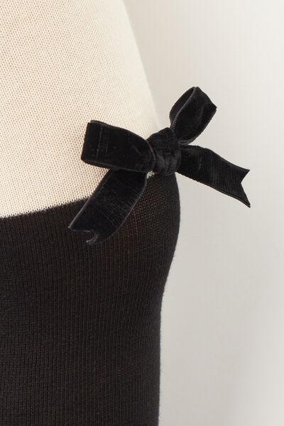Longuette-Effect Cotton Tights, Black / White, Kids Girls, 5501_5509, large image number 0