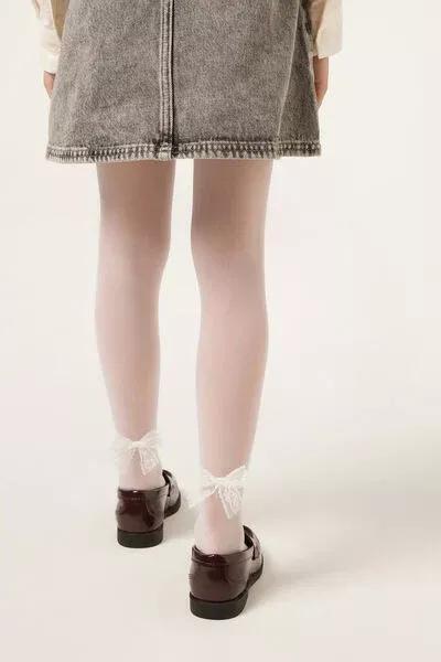 30 Denier Elegant Sheer Tights, White, Kids Girls, 5501_5551, large image number 2