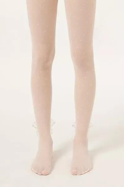 30 Denier Elegant Sheer Tights, White, Kids Girls, 5501_5552, large image number 0