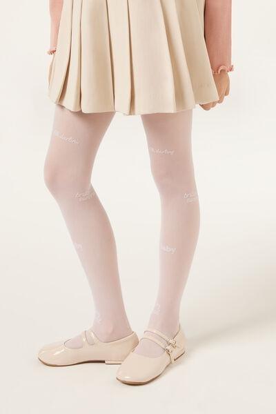 30 Denier Elegant Sheer Micro tulle Tights, White, 5501_5553, medium
